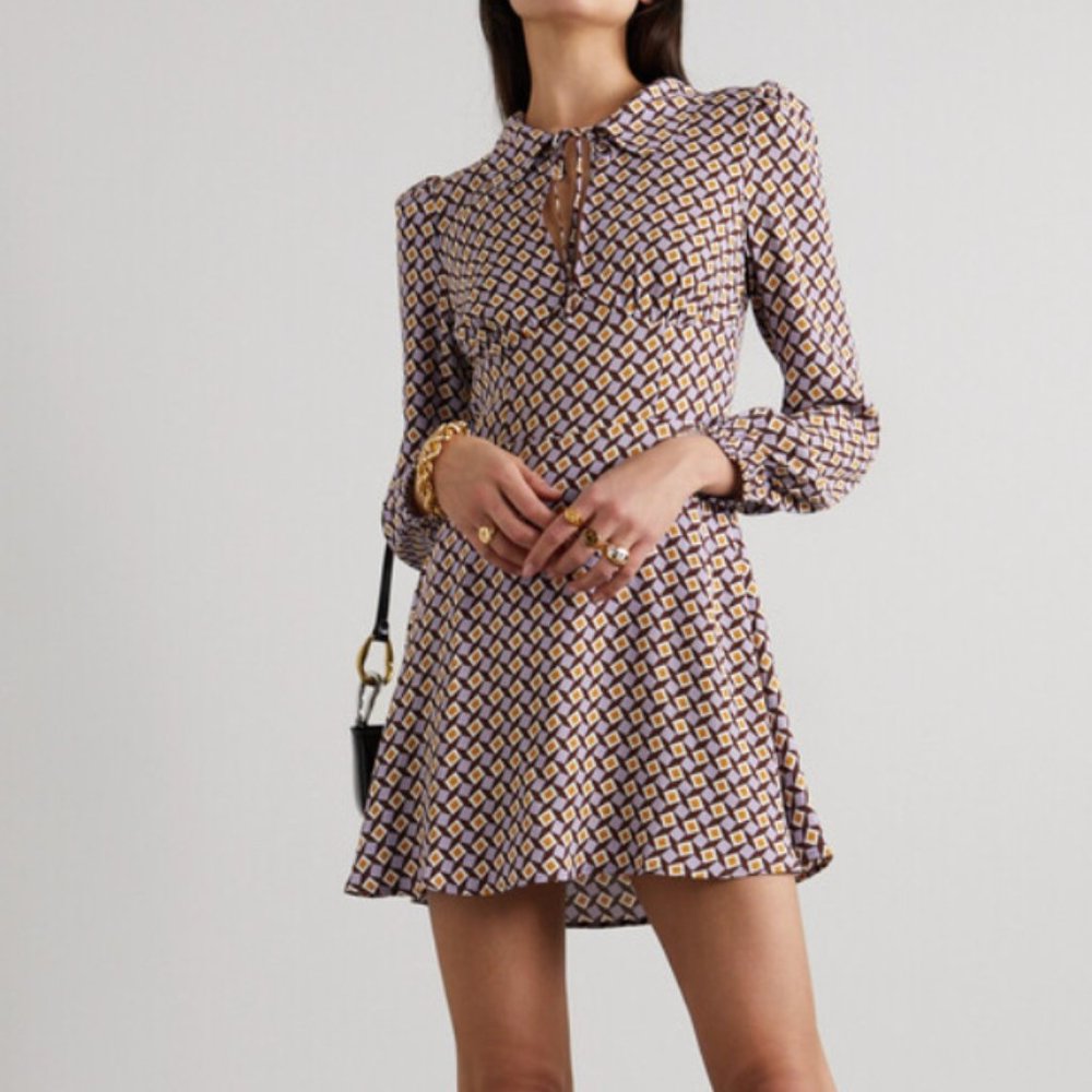 Reformation Will Printed Crepe Mini Dress